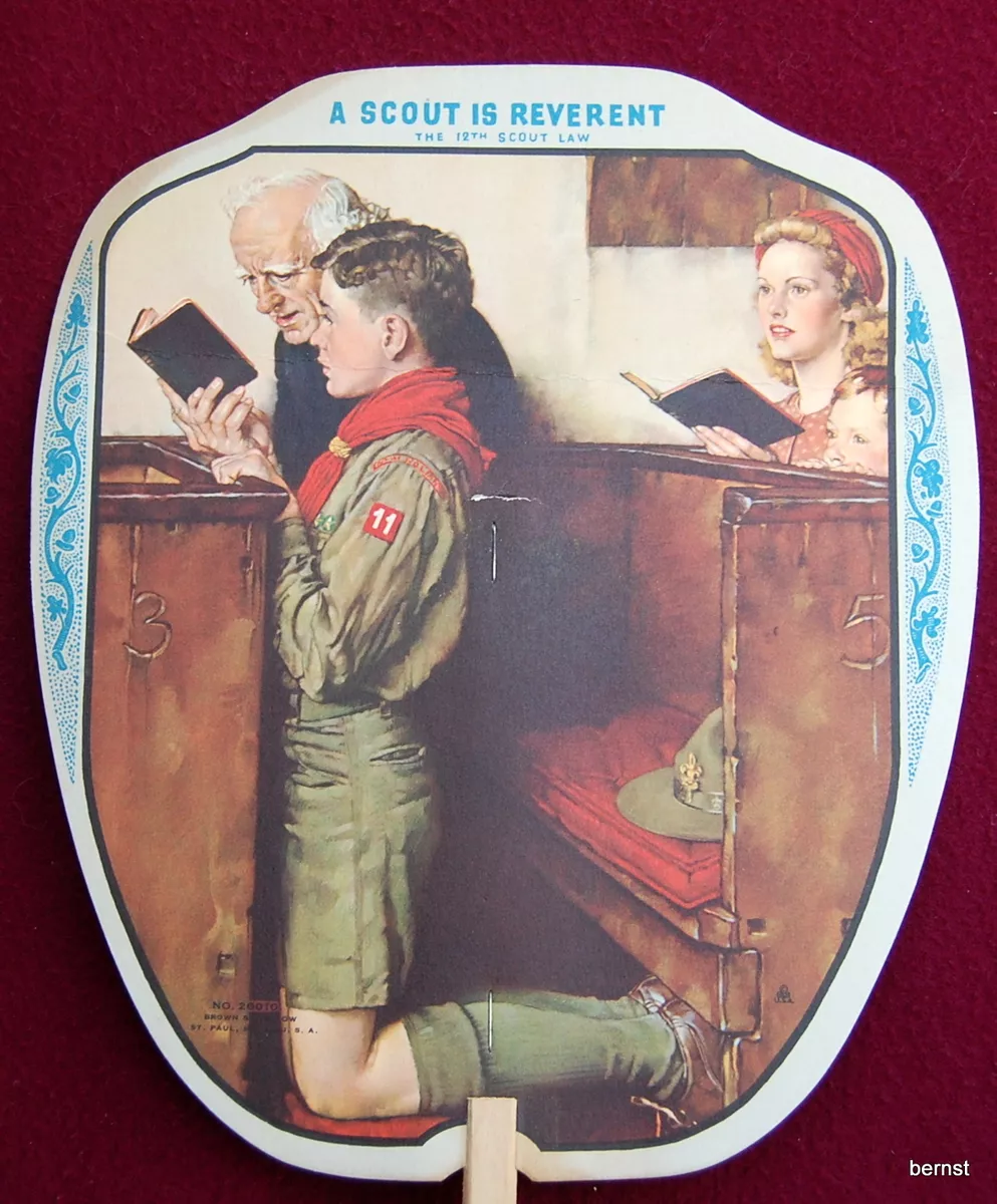 VINTAGE BOY SCOUT - EARLY BOY SCOUT FAN - ROCKWELL - A SCOUT IS REVERENT |  eBay