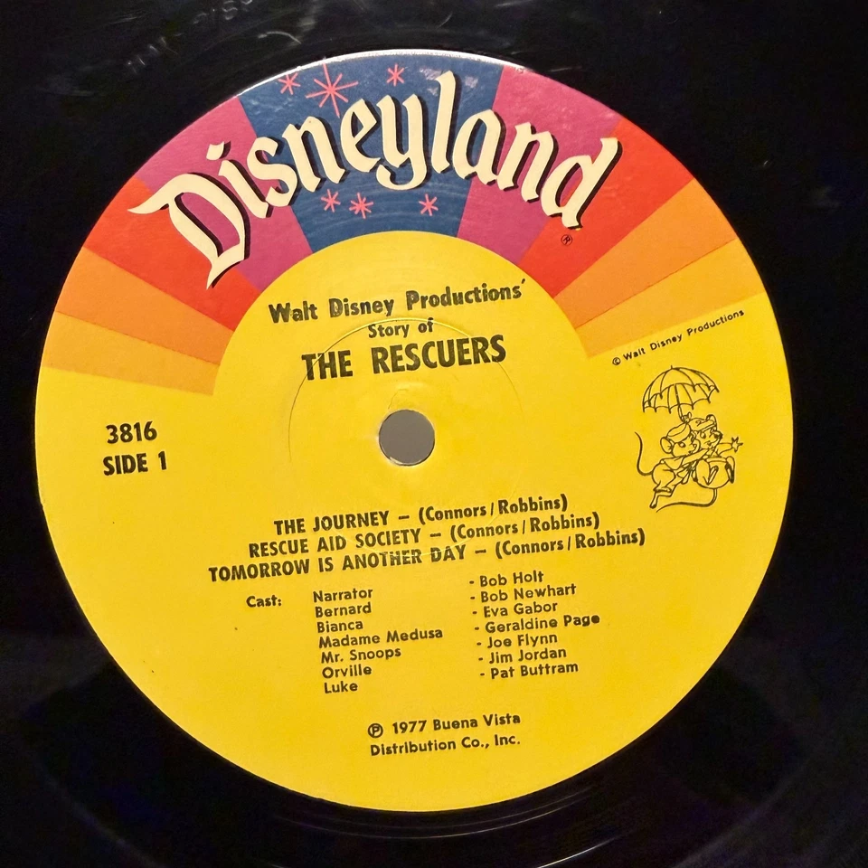 Walt Disney - The Rescuers LP рассказчик винил с книгой 3816 1977 - Изображение 3 из 4