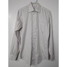 Pronto Uomo Men's 15 1/2 34/35 Striped Non Iron Dress Shirt Button Up Cotton