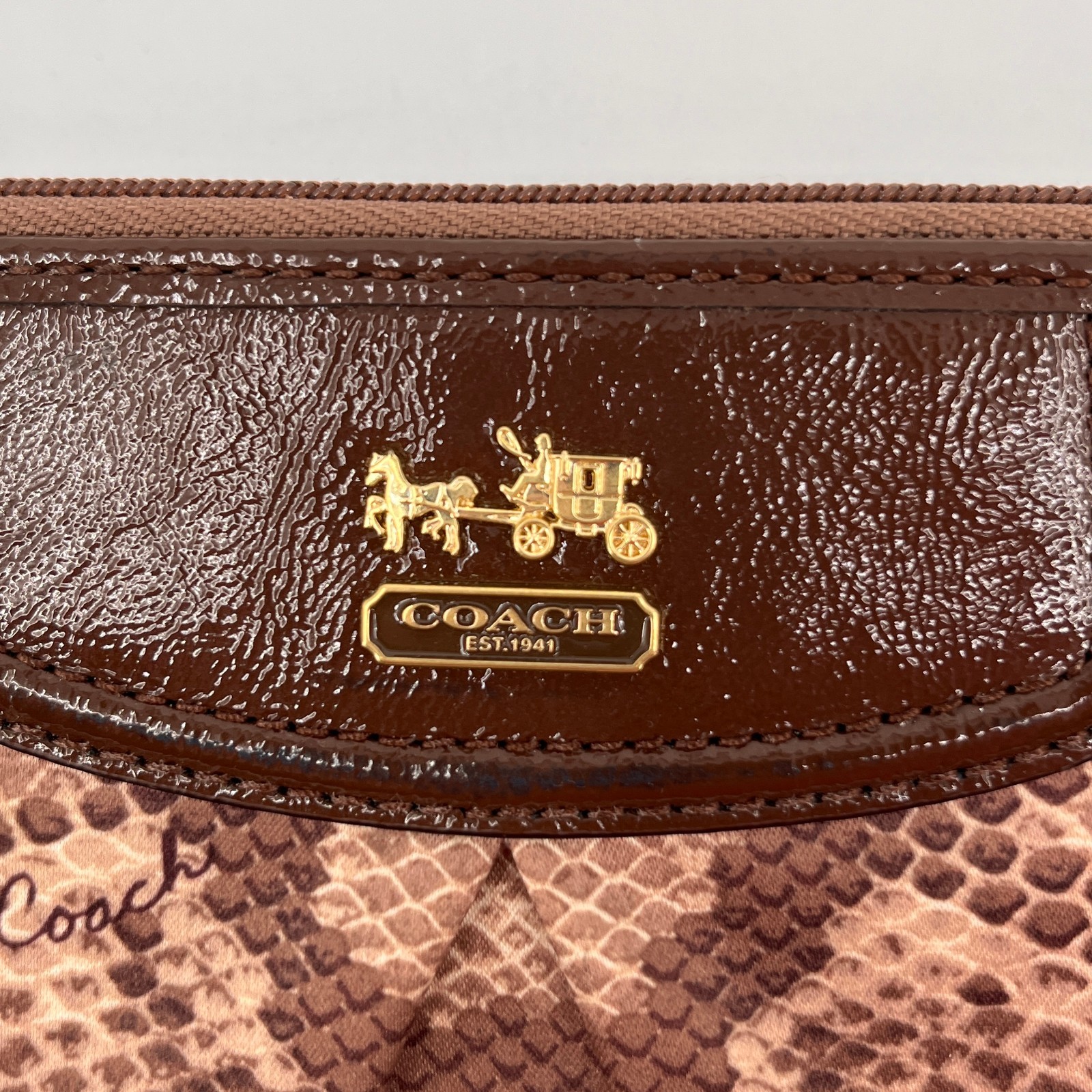 Coach Madison Wristlet Brown Python Print Fabric … - image 8