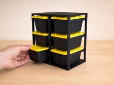 Mini Storage Bin Desk Organizer Set with Rack 6 Bins Lids