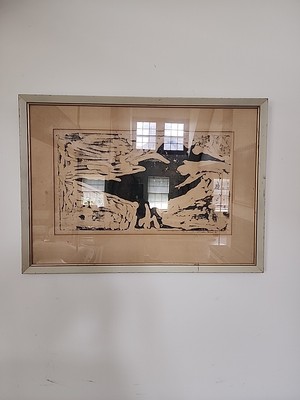 Rare Judith Brown Woodcut Of Raven Bird 1961 Mcm Print Painting Etching