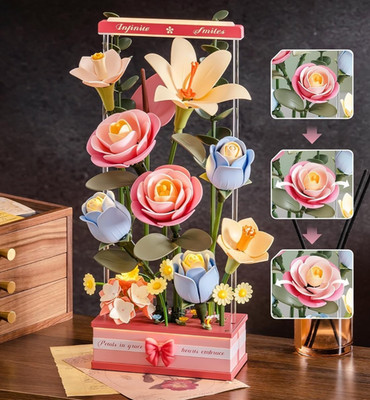 ROKR Assembly Toy Blooming Bouquet Box DIY Flower Building Blocks Woman Gifts