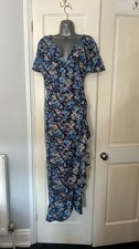 Lovedrobe Curve Blue Floral Dress Size 18 Wrap Midi Wedding Guest Races Cruise