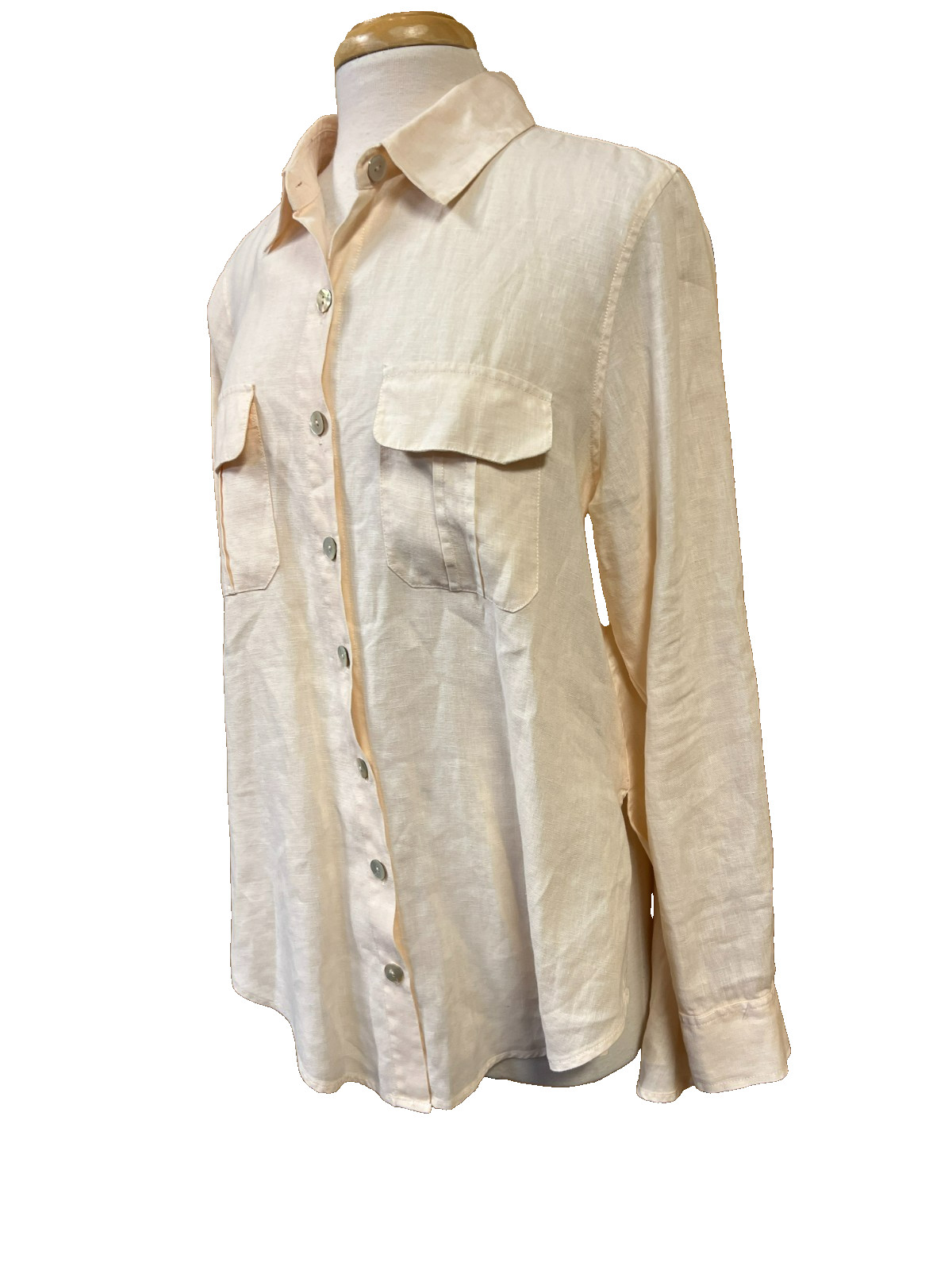 Soft Surroundings Linen Tunic Button Up Shirt Pea… - image 5
