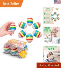 Easter Egg Shakers Maracas for Kids   Pack of 6 Wooden Musical Instruments fo...