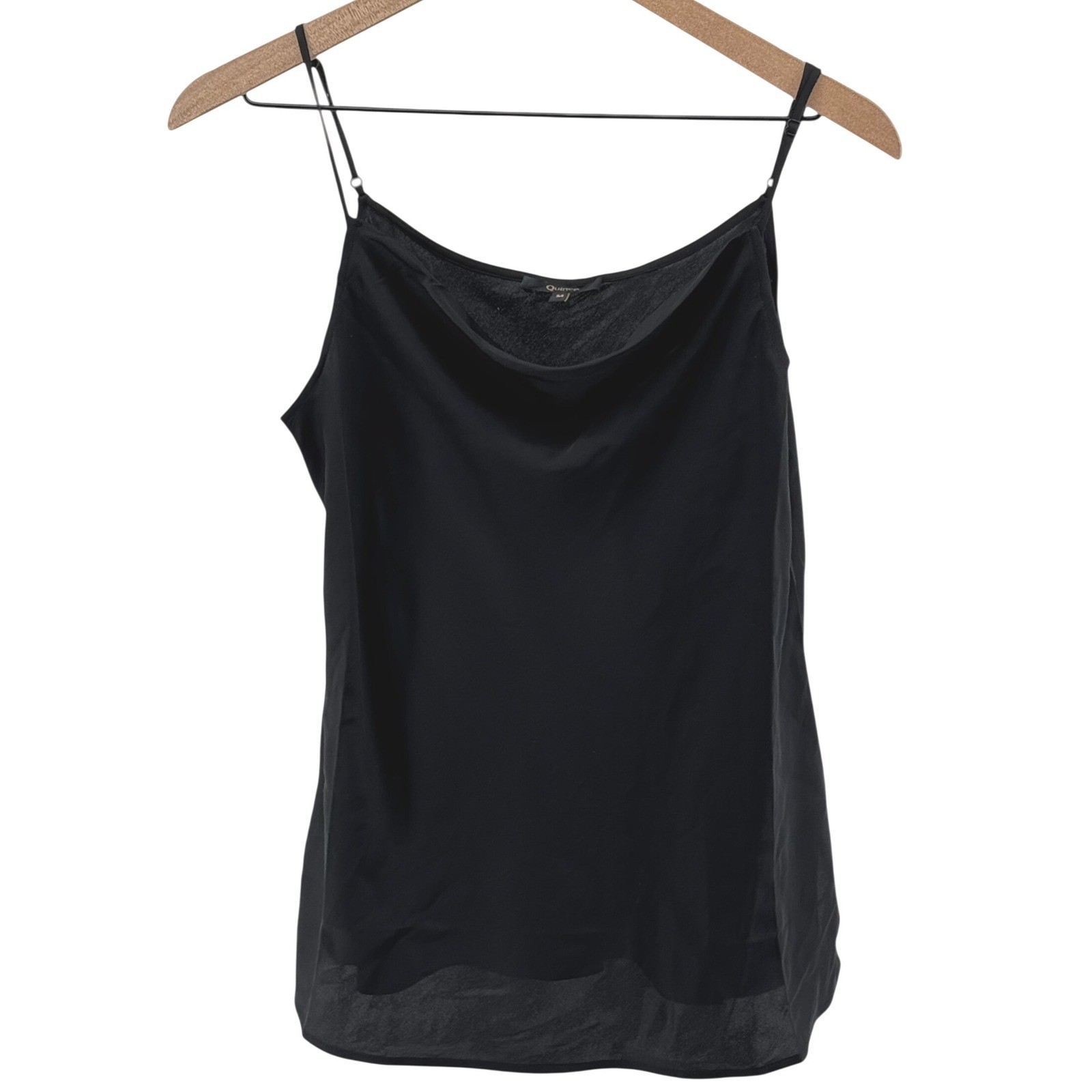 Quince Silk Cowl Neck Cami Womens Medium Black Washable Stretch Minimalist Chic
