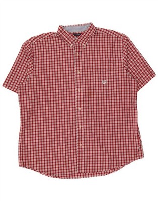 Chaps Herren pflegeleichtes Kurzarm Hemd 2XL rot kariert Baumwolle DH04