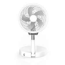 electriQ 6 inch Rechargeable and Foldable Quiet DC Fan with LED Light - FRF6LEDW