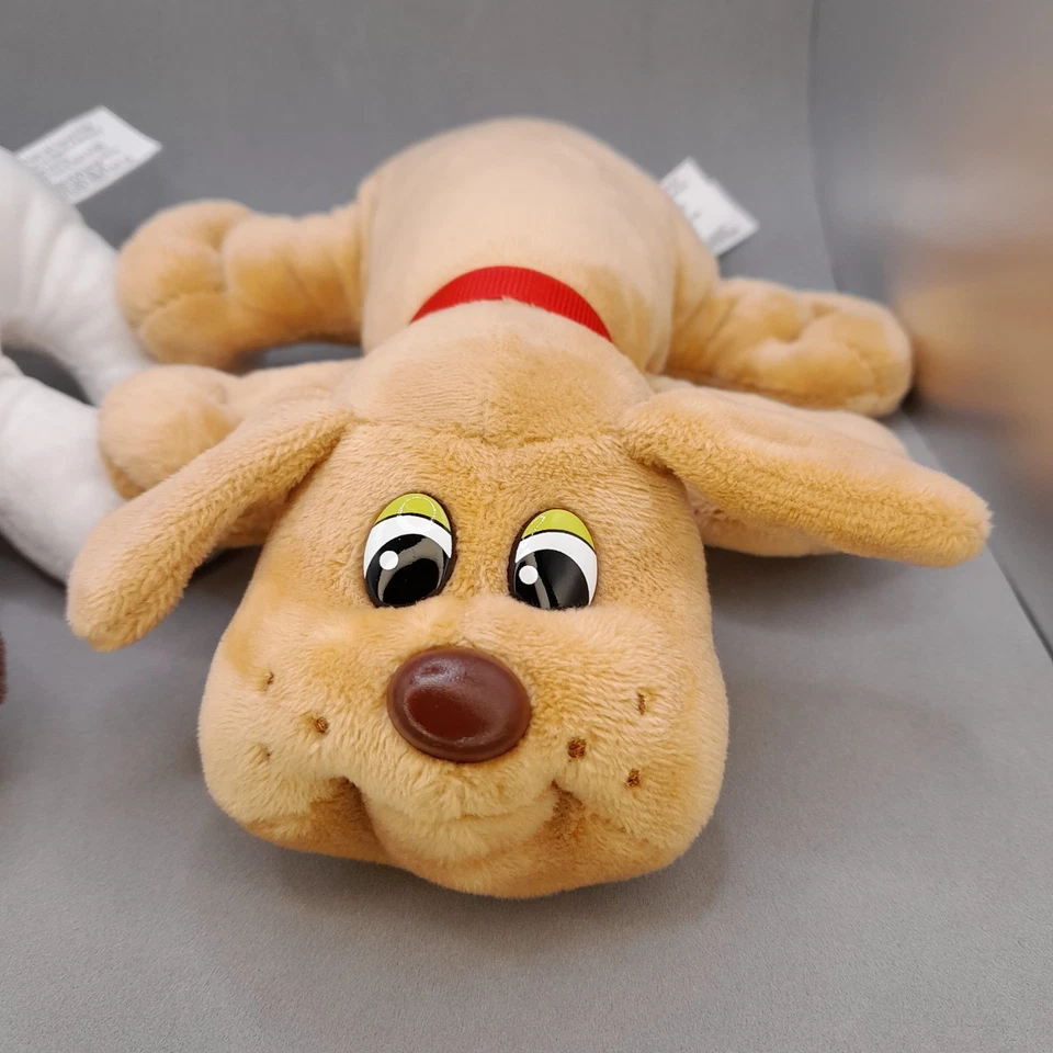 Lot of 2 Pound Puppies Dog Plush 8” 2019 White Brown Spots & Tan Red Collars - Image 4 of 4