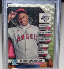 CHRISTIAN MOORE 2024 Bowman Draft Night Superfractor PSA 10 #1/1 &10 ROOKIES #