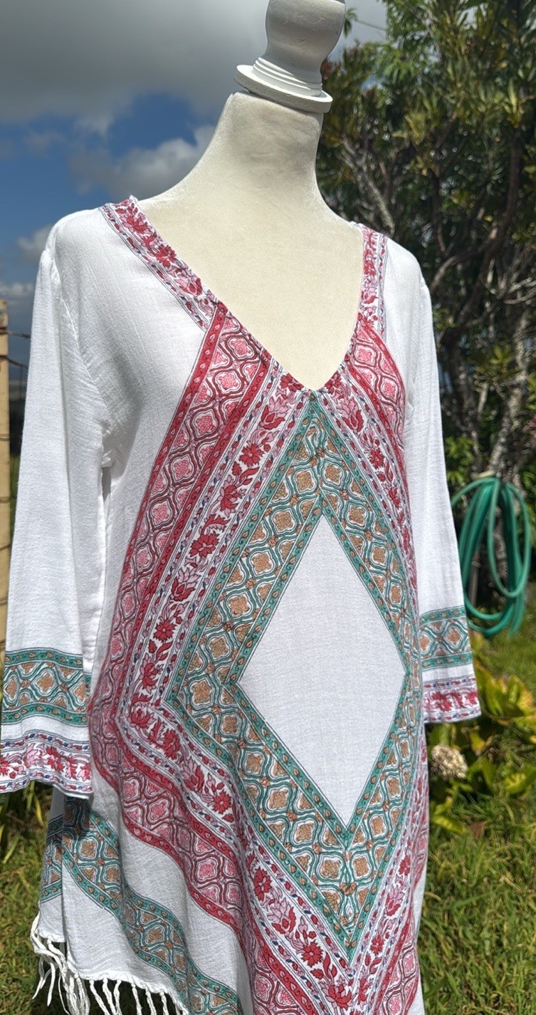 Roberta Roller Rabbit Boho BeachFringed Tunic top… - image 2