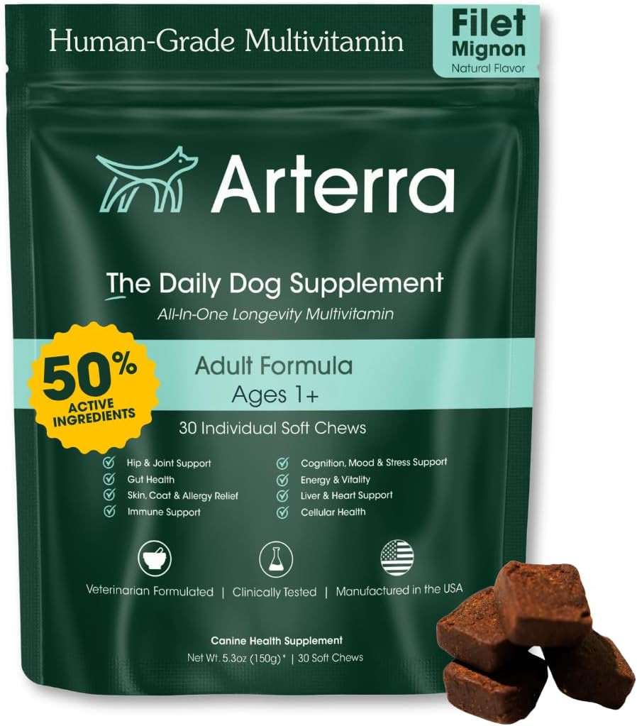 Arterra Longevity Multivitamin for Dogs – 50% Active Ingredients – Vet-Formulate