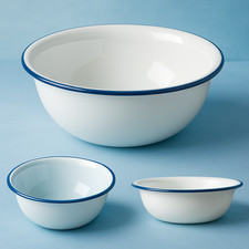 ENAMEL WASH BASIN WASHING UP LARGE BOWL NEW FALCON 30CM WHITE FAENCH VINTAGE