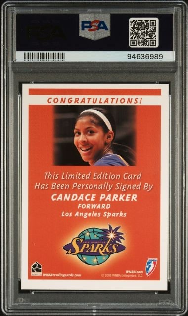 2008 Rittenhouse WNBA Candace Parker Rookie Autograph PSA 9 Los Angeles Sparks view 2