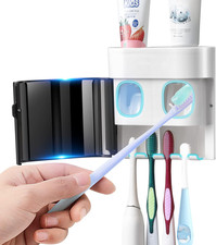 Toothbrush Holder Dispenser Wall Mounted with Cover Tooth Brush Storage Organize