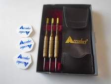 Vintage Accudart set of 3 steel tips brass dart in original Leather case