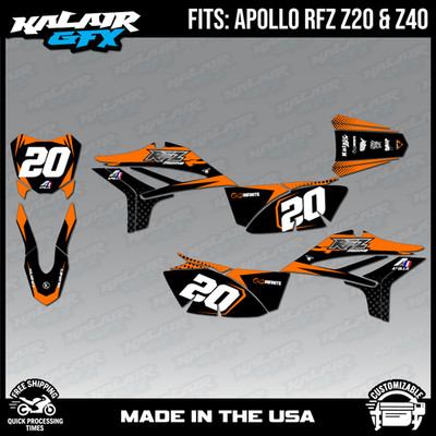 Graphics Kit for Apollo Z20 Z40(RFZ Z 20 40) Spear Series - Orange