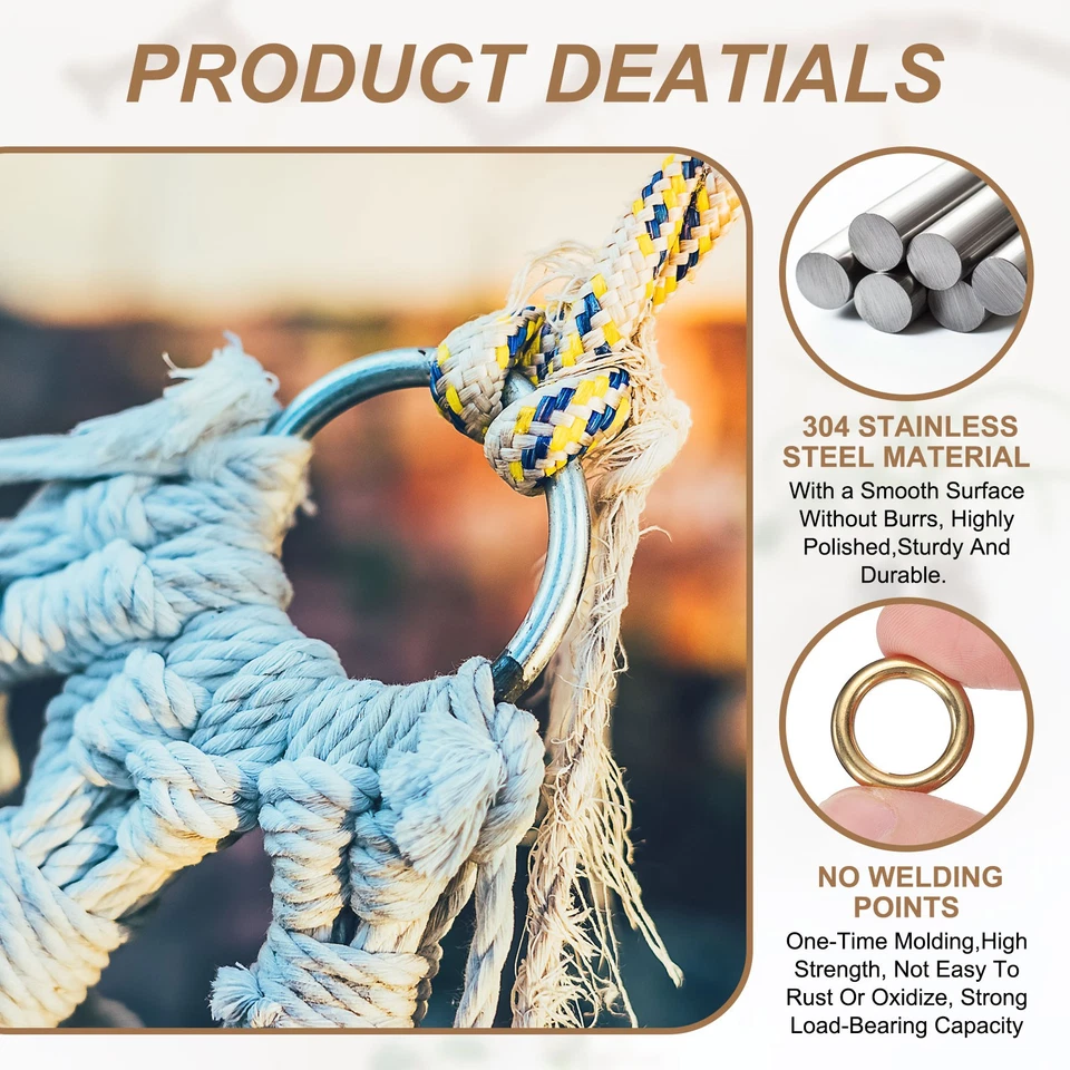 Anel O de metal, 2 peças 2 polegadas OD 1,5 polegadas ID 6mm de espessura ouro sem costura - Imagem 3 de 4