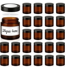 4 oz Amber Glass Jars with Lids,24 Pack 4oz Small Glass Jars with Inner Liners,4