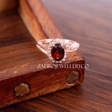 Natural Garnet Ring, Engagement Ring, 925 Sterling Silver, Anniversary Ring