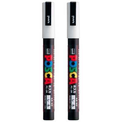 Mitsubishi Pencil Posca Fine Point Round Lead, White, PC-3M.1, Set of 2