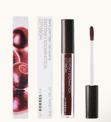 Korres Morello Voluminous Lip Gloss tubes in shade 58 Bloody Cherry