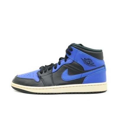 Nike Herren Air Jordan 1 Mid Sneaker Schwarz/Blau Leder Limitierte Edition EU 41