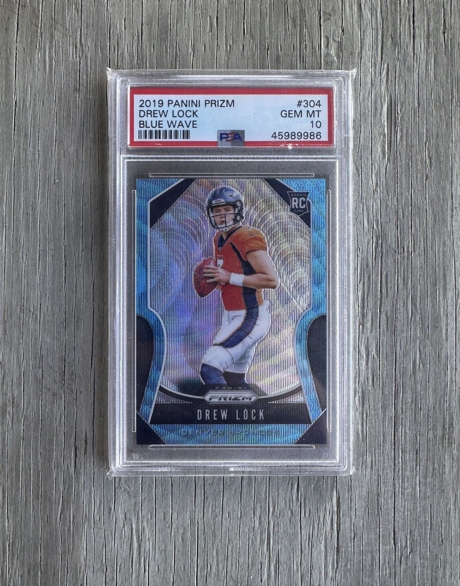 2019 Prizm BLUE WAVE REFRACTOR Broncos DREW LOCK RC Card /199 PSA