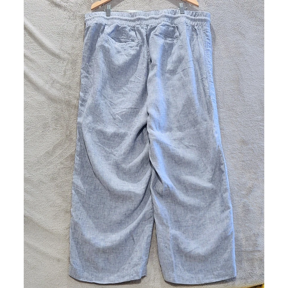 Pantalones de pierna ancha de lino Athleta azul Cabo para mujer talla 20 Beach Coastal Resortwear Foto 4 de 4