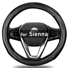 Black Carbon Fiber Steering Wheel Cover Protector For Toyota Sienna 2021 - 2026