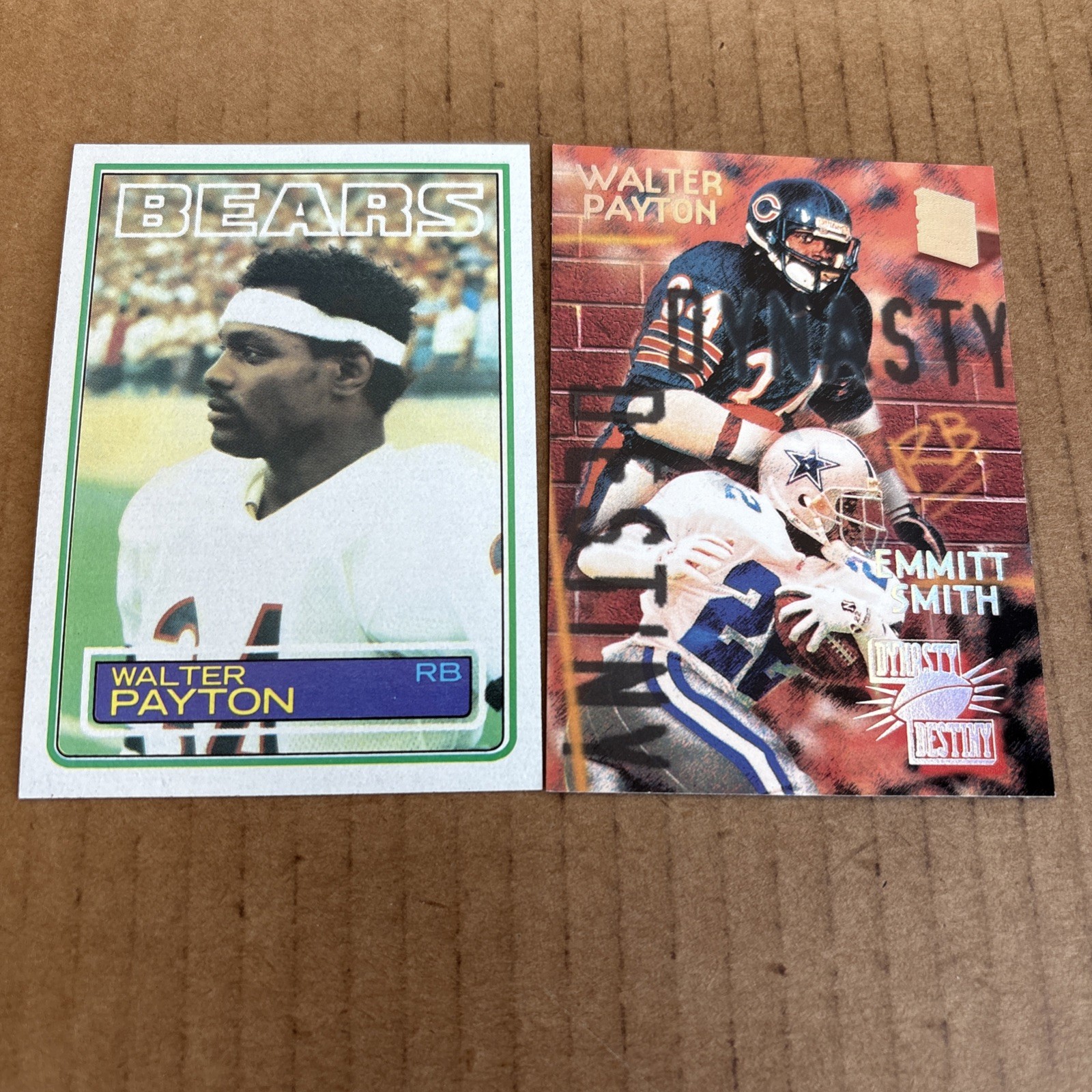WALTER PAYTON 1983 Topps#36 & 1994 Stadium Club DYNASTY Insert #1 Cards (f4)