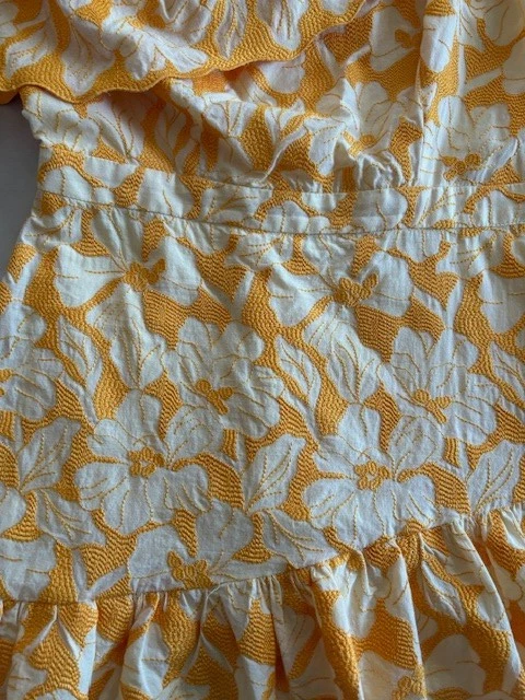 VETEMENTS NAF NAF abito donna taglia 40 fiore monospalla volant giallo casual hawaiano