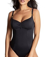 Image of Panache Size 36E Anya Riva Swimming Costume Black Underwired Swimsuit BNWT
