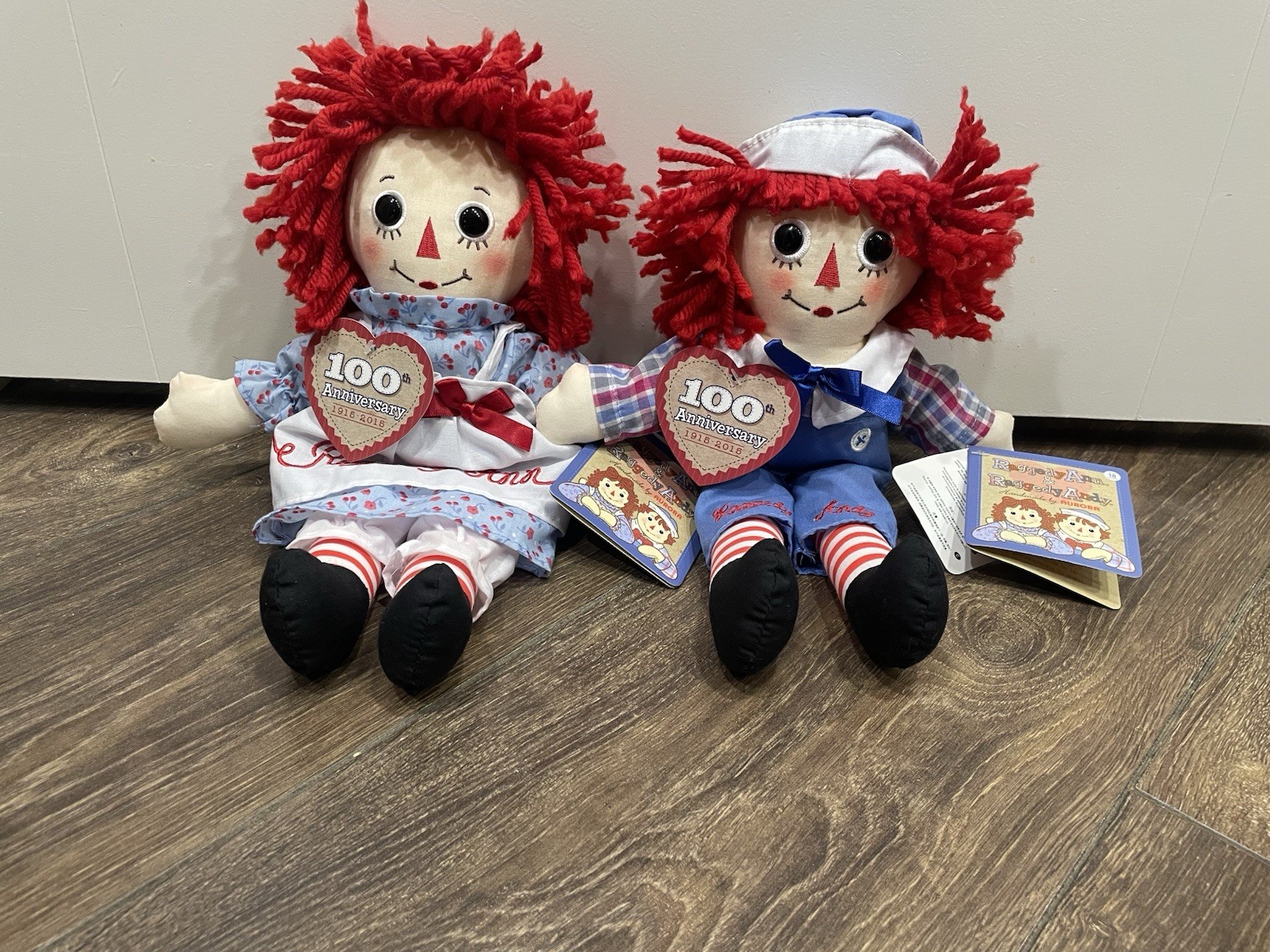 Aurora World Raggedy ANN & ANDY Classic Doll 16" Hasbro 100 