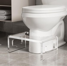 7" Clear Toilet Stool Acrylic Non-Slip Squat Potty Stool 300LBS for Bathroom