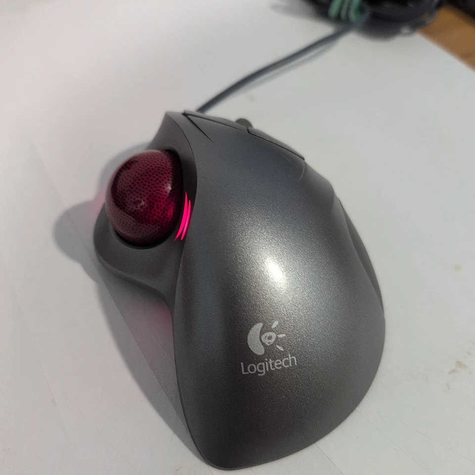 VTG LOGITECH T-BB18 TRACKMAN WHEEL TRACKBALL OPTICAL MOUSE Tested - Image 2 of 4