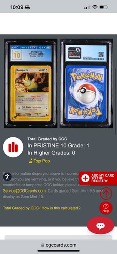 Dunsparce graded CGC 10 for sale on eBay