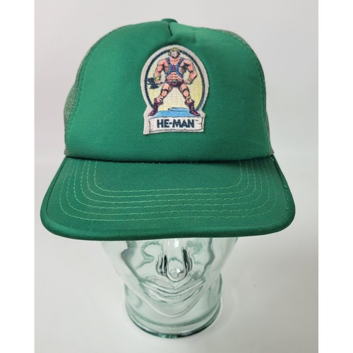 Vintage He-Man Masters of the Universe Green Trucker Hat Boys Snapback 80s MOTU