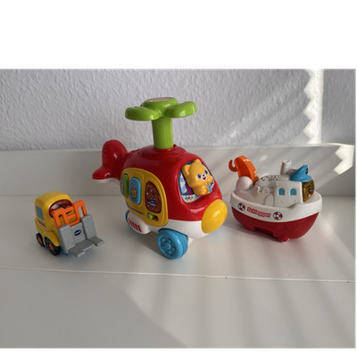 VTech Spielfahrzeuge  Kleinkinder: Hubschrauber, Schiff(Schlepper), Gabelstapler