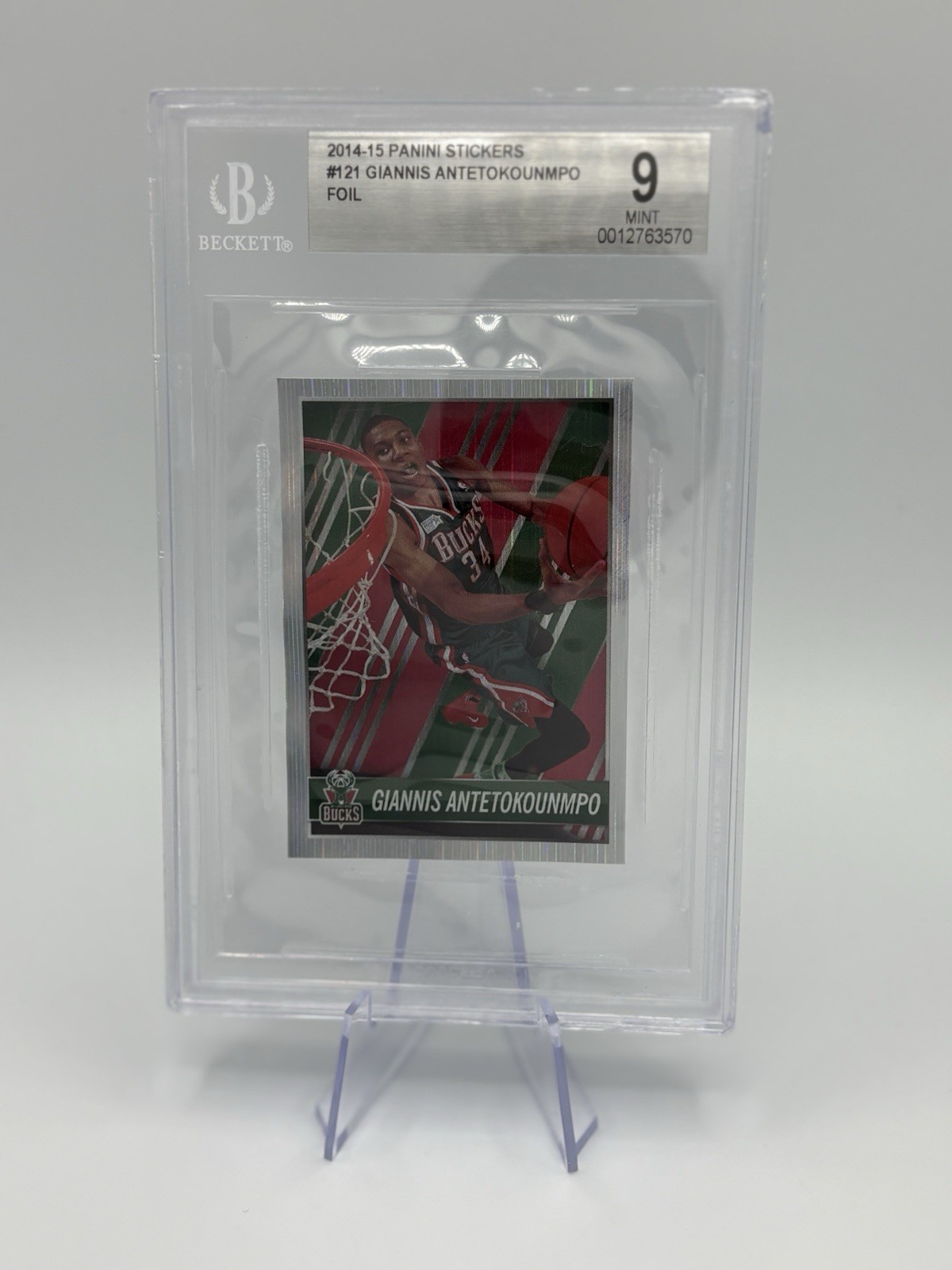 Giannis Antetokounmpo 2014-15 Panini Stickers Collection #121 Foil Beckett 9
