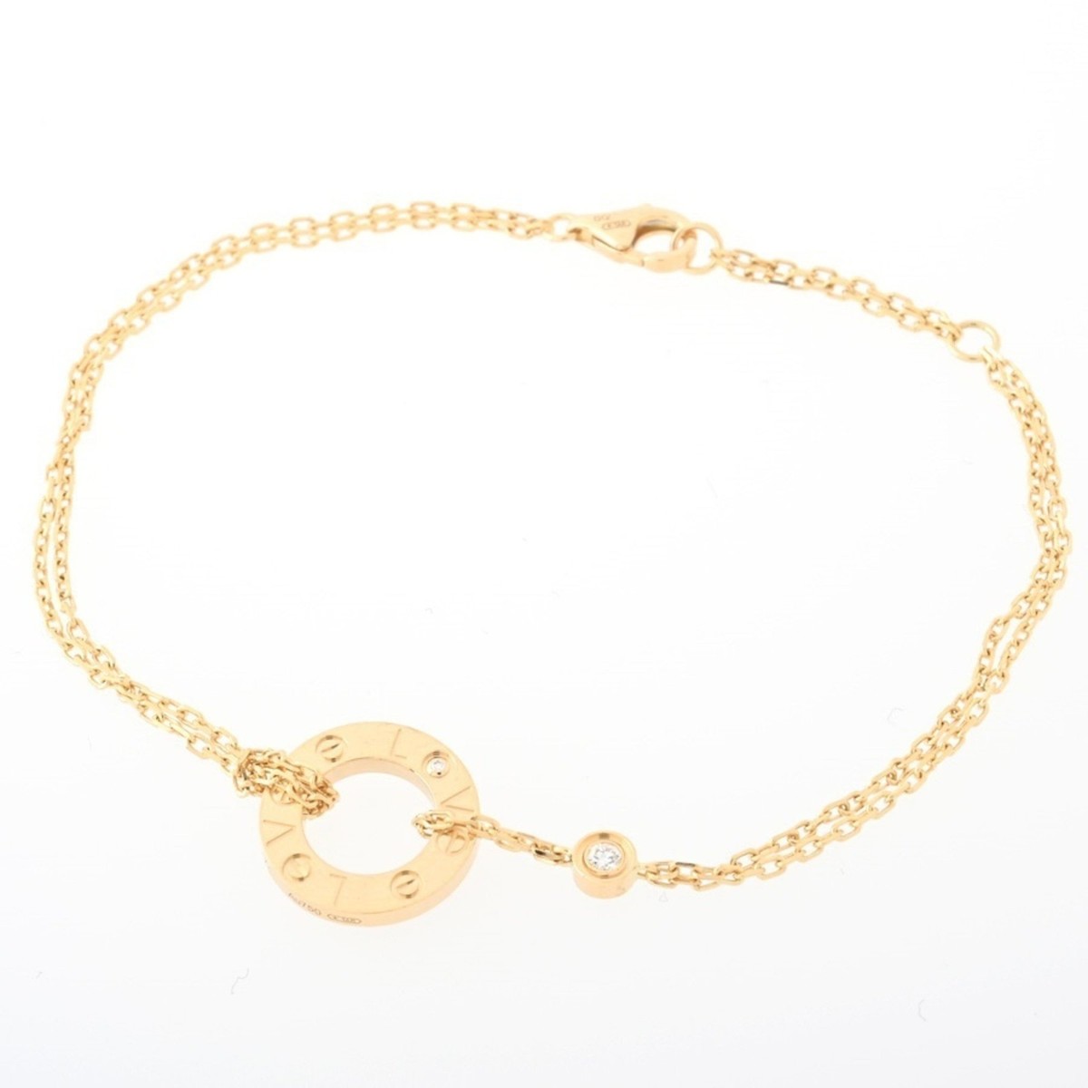Cartier Love Circle Double Chain Bracelet B6038300 Au750 K18YG Yel 