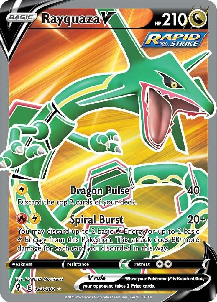 Rayquaza V - 193/203 - Full Art Ultra Rare NM, English Pokemon Evolving Skies