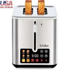 Touchscreen Toaster 2 Slice Countdown Timer Smart Functions Wide Slots 900W New