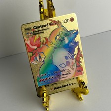 Rainbow Charizard VMAX Gold Metal Inspired Pokemon Card