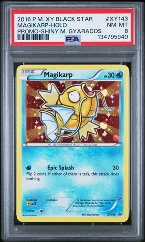 2016 POKEMON XY BLACK STAR PROMO SHINY MEGA GYARADOS #XY143 MAGIKARP-HOLO PSA 8
