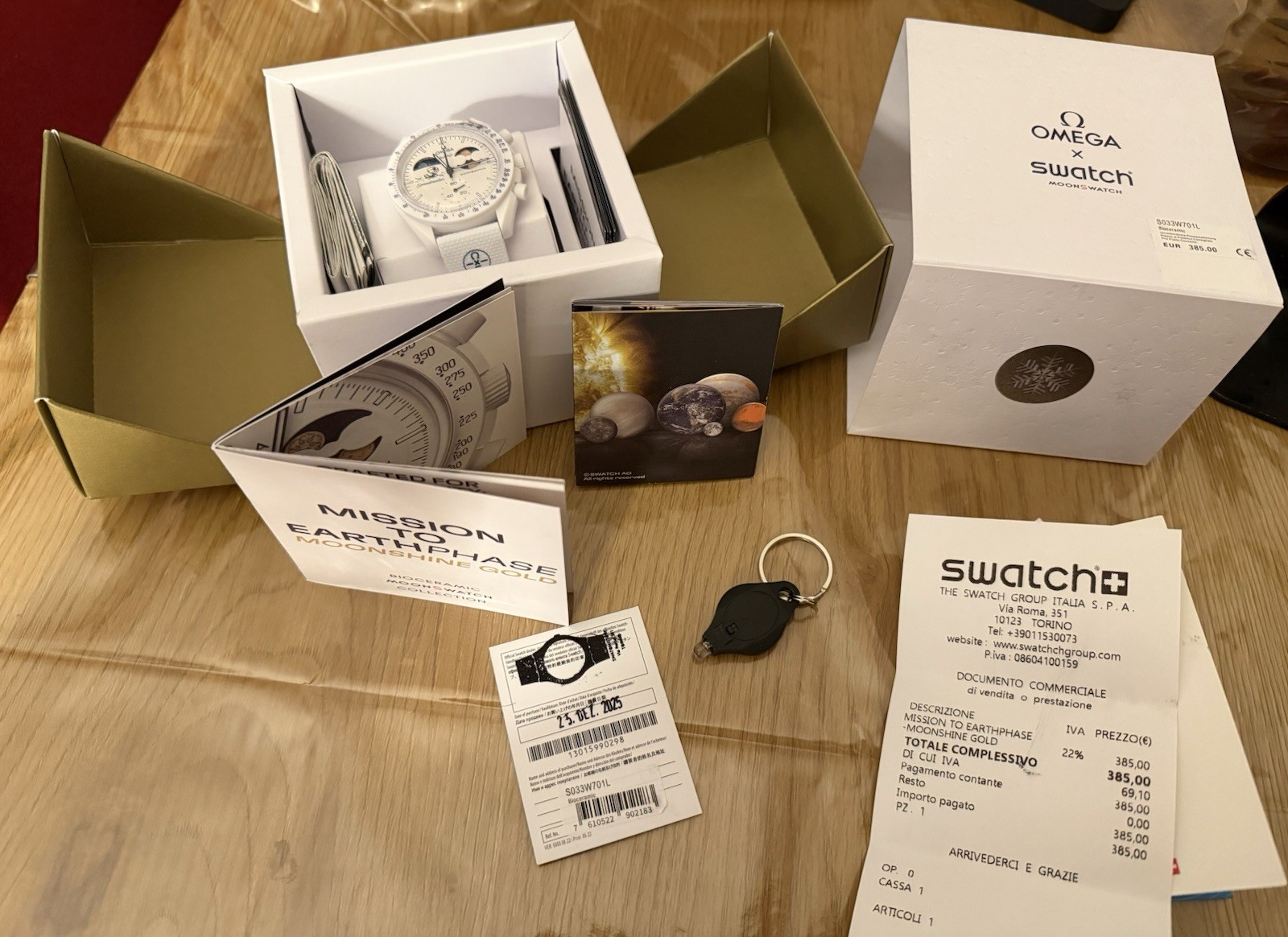 RELOJ OMEGA x MISIÓN A FASE TERRESTRE - ORO BRILLO LUNAR Luna Fría Nuevo y EMBALAJE ORIGINAL