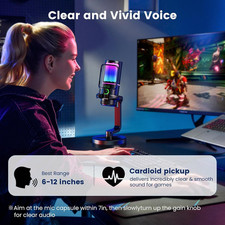 Gaming Microphone with Noise Cancelation Gain Control- USB PC Mic for Strea...