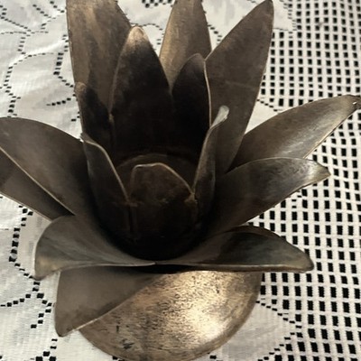 Gold Colored Metal Pineapple Candle Holder. 5 1/2 inches 
