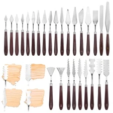 27 Pcs Palette Knife Set Stainless Steel Painting Knife Set Wood Handle Palet...